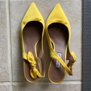 TABITHA SIMMONS Yellow Rise Satin Kitten Heel